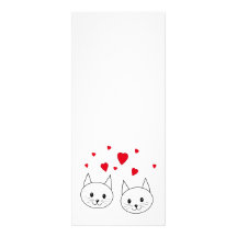 Two Cute White Cats with Red Hearts. Invite