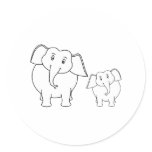 Two Cute White Elephants. Cartoon. Custom stickers