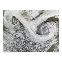 Two cyclones formed in tandem south of Iceland Photographic Print