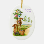 Two Decorating Rabbits Christmas Ornaments