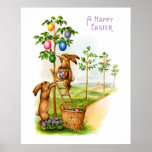 Two Decorating Rabbits Poster