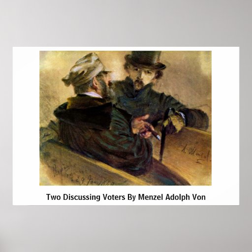 Two Discussing Voters By Menzel Adolph Von Print