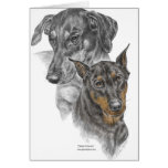 Two Doberman Pinscher Dog Portrait Cards