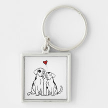 Two Dogs Puppy Love Keychain