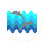 Two Dolphins With 4-Colour Stylised Waves stickers
