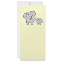Two Elephants. Cute Adult and Baby Cartoon. Rack Card
