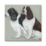 "Two English Springer Spaniels" Dog Art Magnet