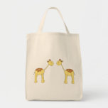 Two Facing Giraffes. Cartoon Canvas Bag