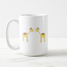 Two Facing Giraffes. Cartoon Coffee Mugs