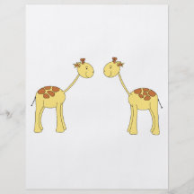 Two Facing Giraffes. Cartoon Flyer Design