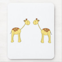 Two Facing Giraffes. Cartoon Mouse Mat
