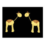 Two Facing Giraffes. Cartoon Post Cards