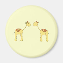 Two Facing Giraffes. Cartoon Refrigerator Magnets