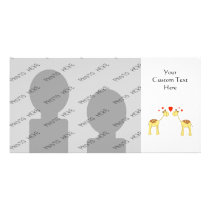 Two Facing Giraffes with Hearts. Cartoon. Personalized Photo Card