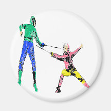 TWO FENCERS REFRIGERATOR MAGNETS