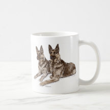 Two German Shepherd Dogs Art Coffee Mugs