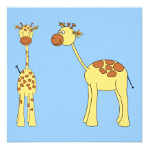 Two Giraffes. Cartoon Announcement