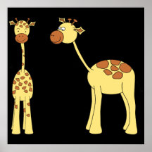 Two Giraffes. Cartoon Poster