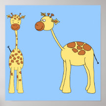 Two Giraffes. Cartoon Posters