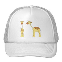 Two Giraffes. Cartoon Trucker Hat
