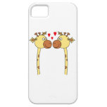 Two Giraffes with Red Love Hearts. Cartoon