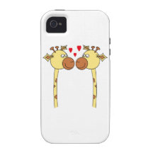 Two Giraffes with Red Love Hearts. Cartoon Vibe iPhone 4 Case
