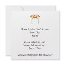 Two Giraffes with Red Love Hearts. Cartoon Personalised Announcement