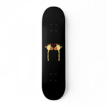 Two Giraffes with Red Love Hearts. Cartoon Skateboard Deck