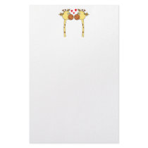 Two Giraffes with Red Love Hearts. Cartoon Personalized Stationery