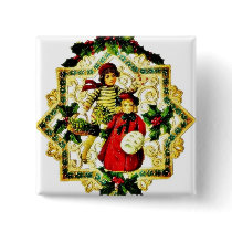 Two girls carrying holy leaves, decorated star bac buttons