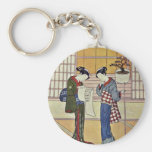 Two Girls On A Porch By Suzuki Harunobu Key Chain