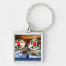 Two Glass Cookie Jars Keychain