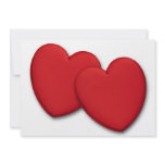 Two glossy red hearts custom invitations