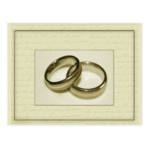 Two gold wedding rings postcard