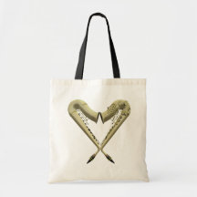 Two Golden Saxophones Heart Shape Craft & Shopping Bag