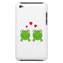 Two green frogs with red hearts. iPod Case-Mate cases