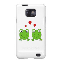 Two green frogs with red hearts. samsung galaxy s case