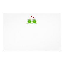 Two green frogs with red hearts. custom stationery