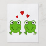 Two green frogs with red hearts. full color flyer
