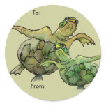 Two Green Sea Turtles Cartoon  Personalised Labels stickers
