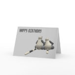 Two Grey and Beige fur Lemurs Birthday Card