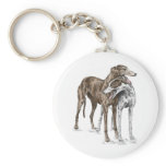 Two Greyhound Dog Friends keychains
