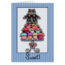 Two Grooms on Cupcake Stack Greeting Cards