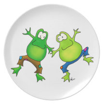 Two Happy Jumping Frog Buddies Party Plates