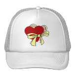 Two hearts and yellow ribbon hats