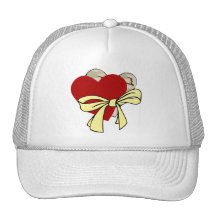Two hearts and yellow ribbon hats