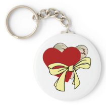 Two hearts and yellow ribbon key chains