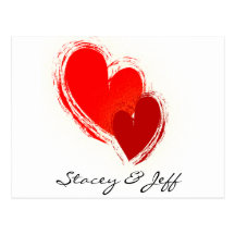 Two hearts in love postcard