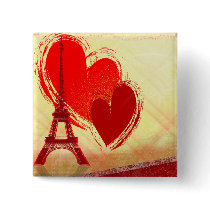 Two hearts in Paris Button