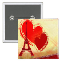 Two hearts in Paris Button